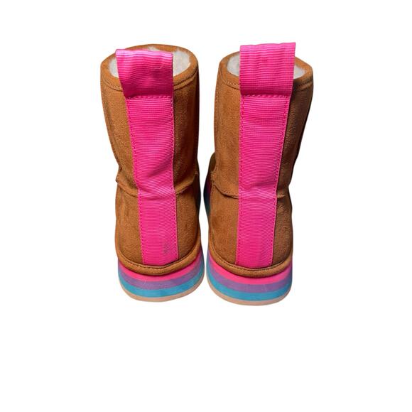 Steve Madden Girl 13 Jtoasty Stripe Brown Camel Cognac Platform Boot Pink Purple - Picture 6 of 14